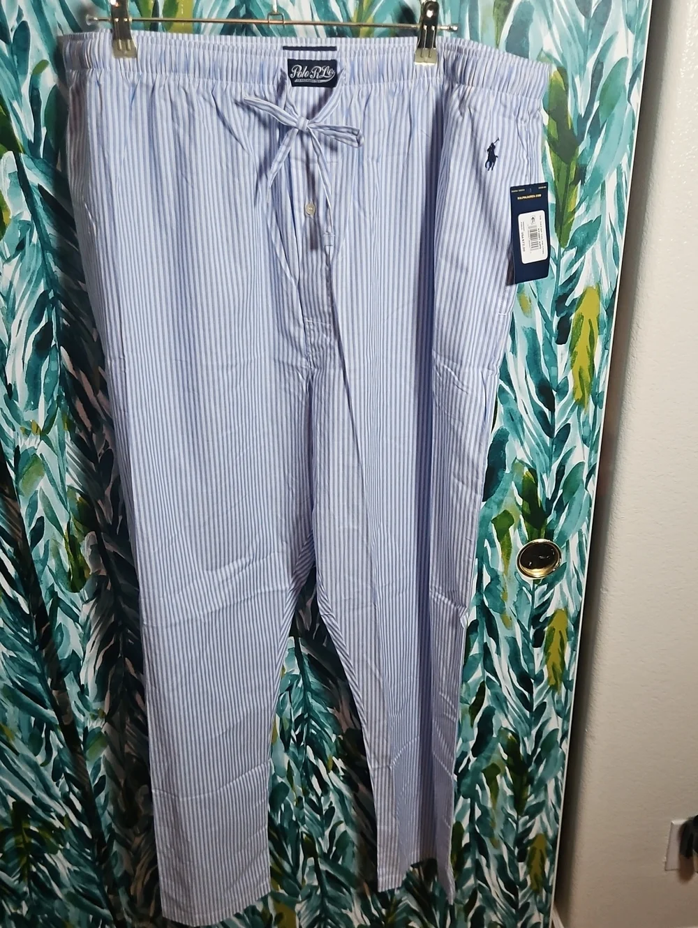 Polo by Ralph Lauren Blue and White Pinstripe Sleepwear Pajama Pants - Size 1XT